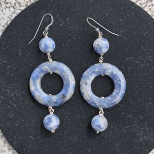 Handcrafted Dangling Blue Sodalite Stone Earrings